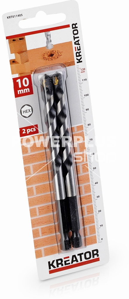(obrázek pro) KRT011405 - 2 ks HEX Vrtáků do kamene a zdiva 10 x 120 mm