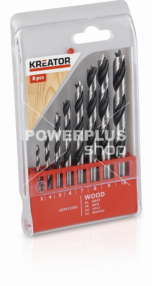 (obrázek pro) KRT012302 - 8 ks Vrtáků do dřeva SET 3-10 mm
