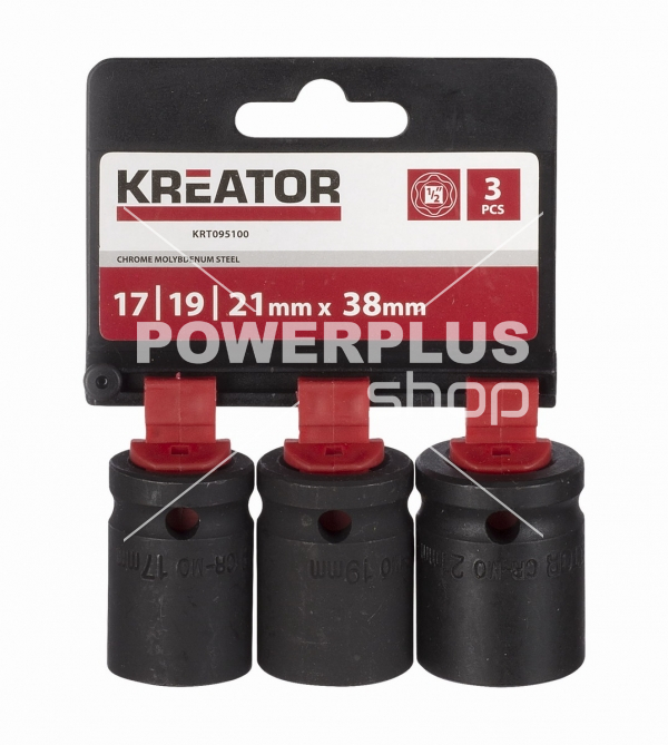 Modální Další obrázky pro KRT095100 - 3ks nástrčných hlavic 17-19-21mm 1/2"