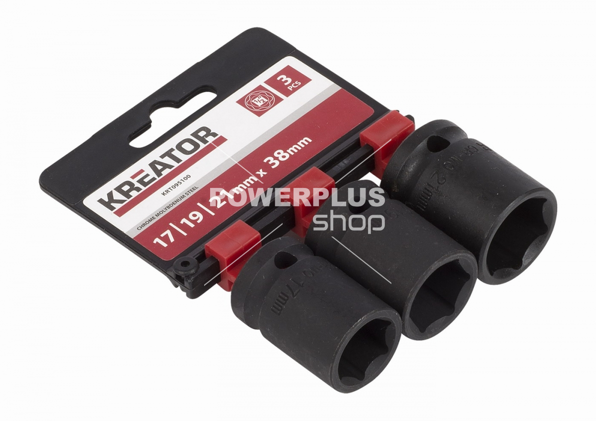 (obrázek pro) KRT095100 - 3ks nástrčných hlavic 17-19-21mm 1/2"