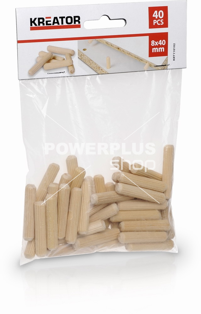 (obrázek pro) KRT110102 - Truhlářské kolíčky 8 x 40 mm (40 ks)