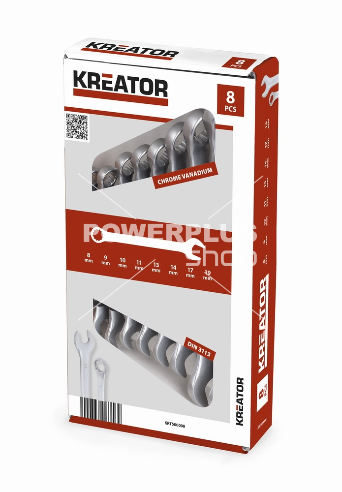 (obrázek pro) KRT500008 - Sada klíčů očko/otevřený 8-19mm 8ks