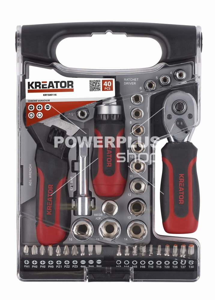 (obrázek pro) KRT500116 - Ráčnová sada 40ks 1/4" , 3/8"