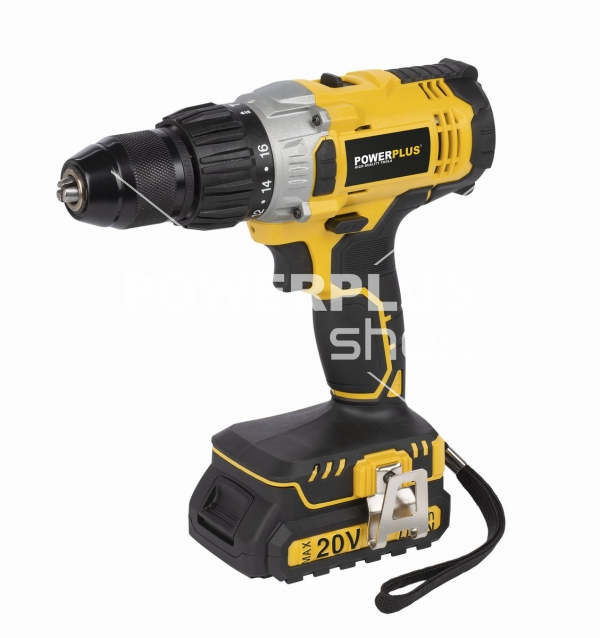 POWX00445 - Aku příklepový šroubovák / vrtačka 20V LI-ION 2BAT