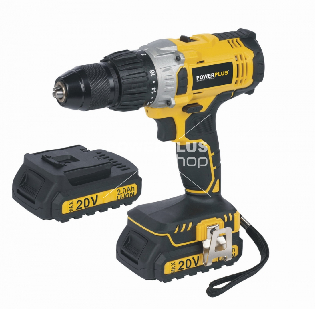 (obrázek pro) POWX00445 - Aku příklepový šroubovák / vrtačka 20V LI-ION 2BAT